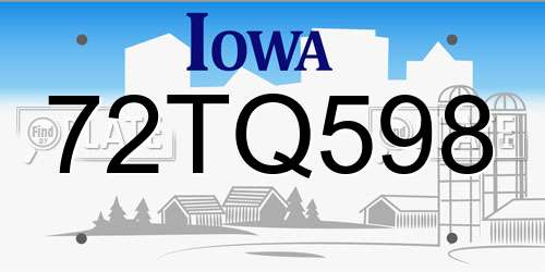 72TQ598 Iowa License Plate