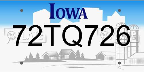 72TQ726 Iowa License Plate