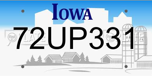 72UP331 Iowa License Plate