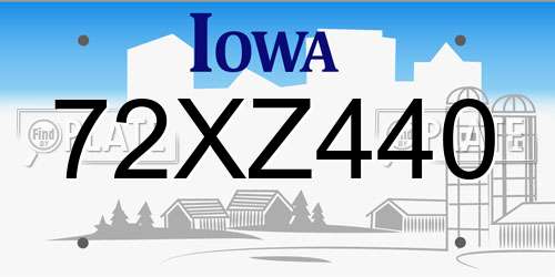 72XZ440 Iowa License Plate
