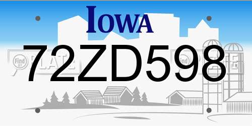 72ZD598 Iowa License Plate