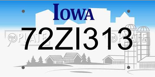 72ZI313 Iowa License Plate
