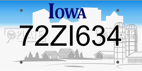 72ZI634 Iowa License Plate