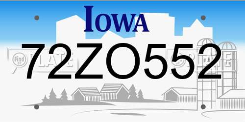 72ZO552 Iowa License Plate