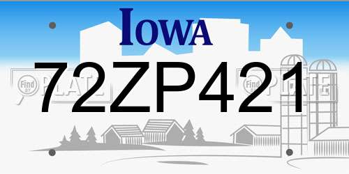 72ZP421 Iowa License Plate