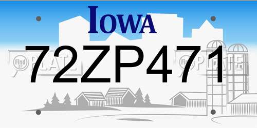 72ZP471 Iowa License Plate