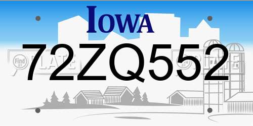 72ZQ552 Iowa License Plate