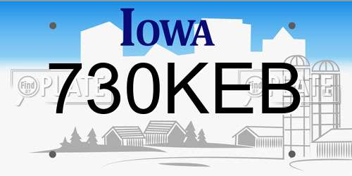 730KEB Iowa License Plate