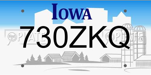 730ZKQ Iowa License Plate