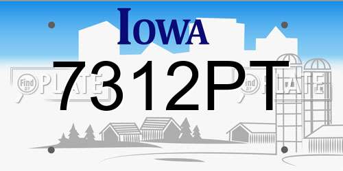 7312PT Iowa License Plate