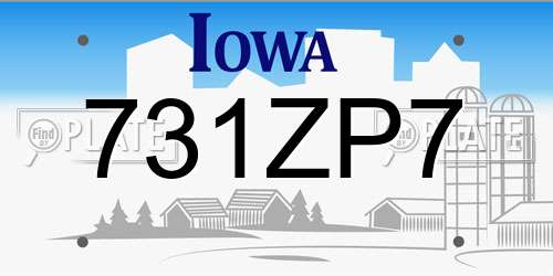 731ZP7 Iowa License Plate