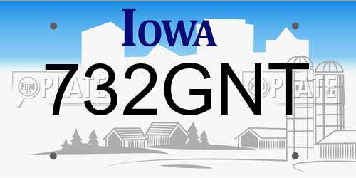 732GNT Iowa License Plate