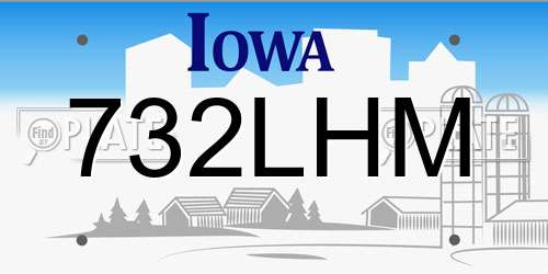 732LHM Iowa License Plate