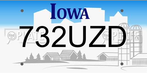 732UZD Iowa License Plate