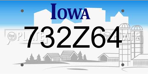 732Z64 Iowa License Plate