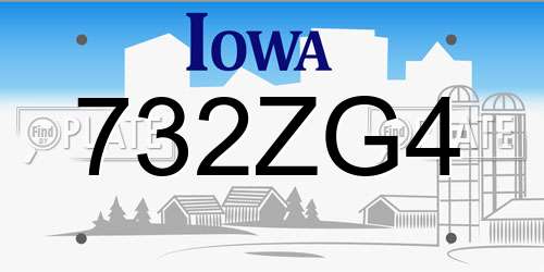 732ZG4 Iowa License Plate