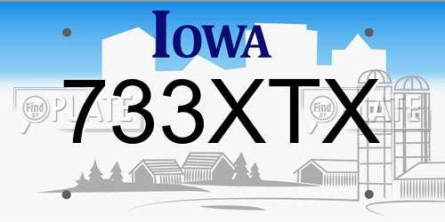 733XTX Iowa License Plate