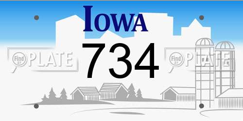 734 Iowa License Plate