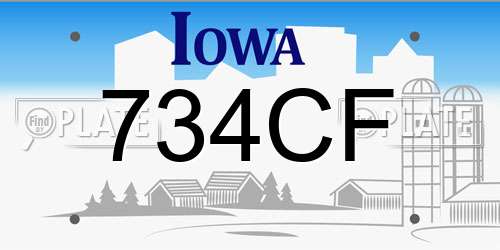 734CF Iowa License Plate