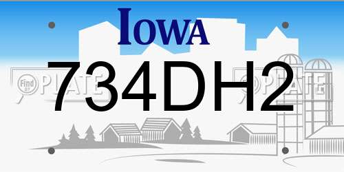 734DH2 Iowa License Plate
