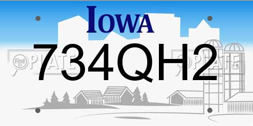 734QH2 Iowa License Plate