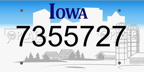 7355727 Iowa License Plate