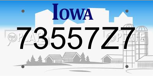73557Z7 Iowa License Plate