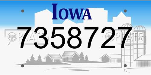 7358727 Iowa License Plate