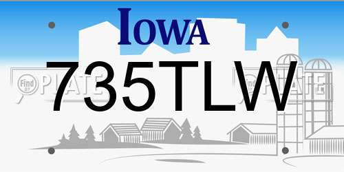735TLW Iowa License Plate