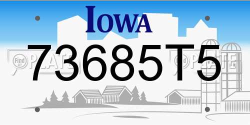 73685T5 Iowa License Plate
