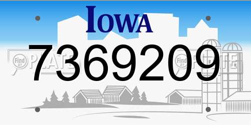 7369209 Iowa License Plate