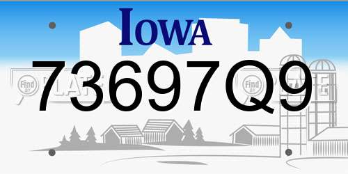 73697Q9 Iowa License Plate
