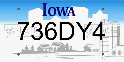 736DY4 Iowa License Plate