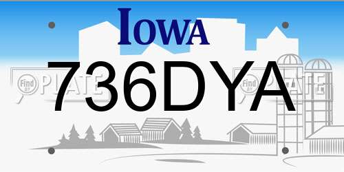 736DYA Iowa License Plate