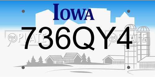 736QY4 Iowa License Plate