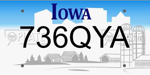 736QYA Iowa License Plate