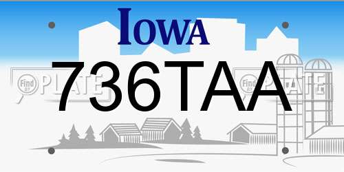 736TAA Iowa License Plate