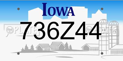 736Z44 Iowa License Plate