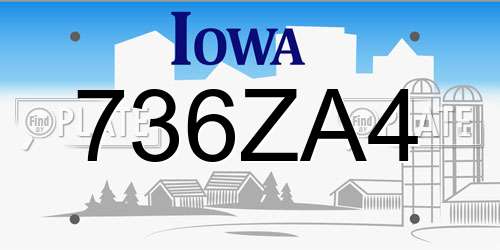 736ZA4 Iowa License Plate