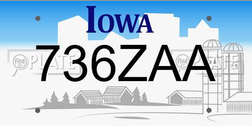 736ZAA Iowa License Plate