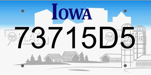 73715D5 Iowa License Plate