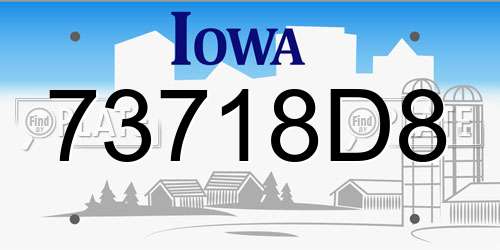 73718D8 Iowa License Plate