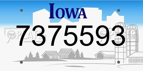 7375593 Iowa License Plate