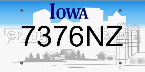 7376NZ Iowa License Plate