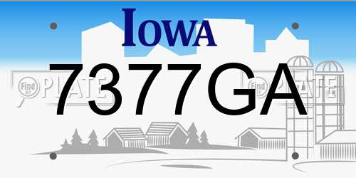 7377GA Iowa License Plate