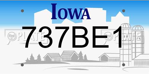 737BE1 Iowa License Plate