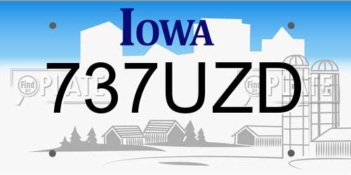 737UZD Iowa License Plate