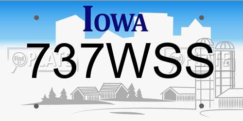737WSS Iowa License Plate