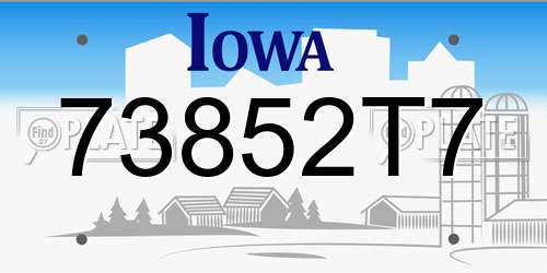 73852T7 Iowa License Plate