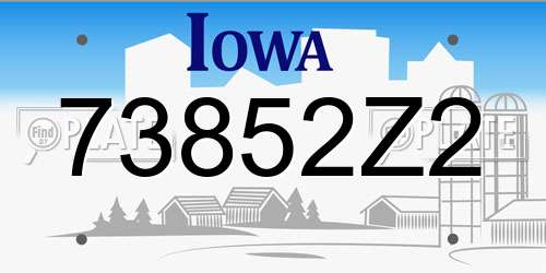 73852Z2 Iowa License Plate
